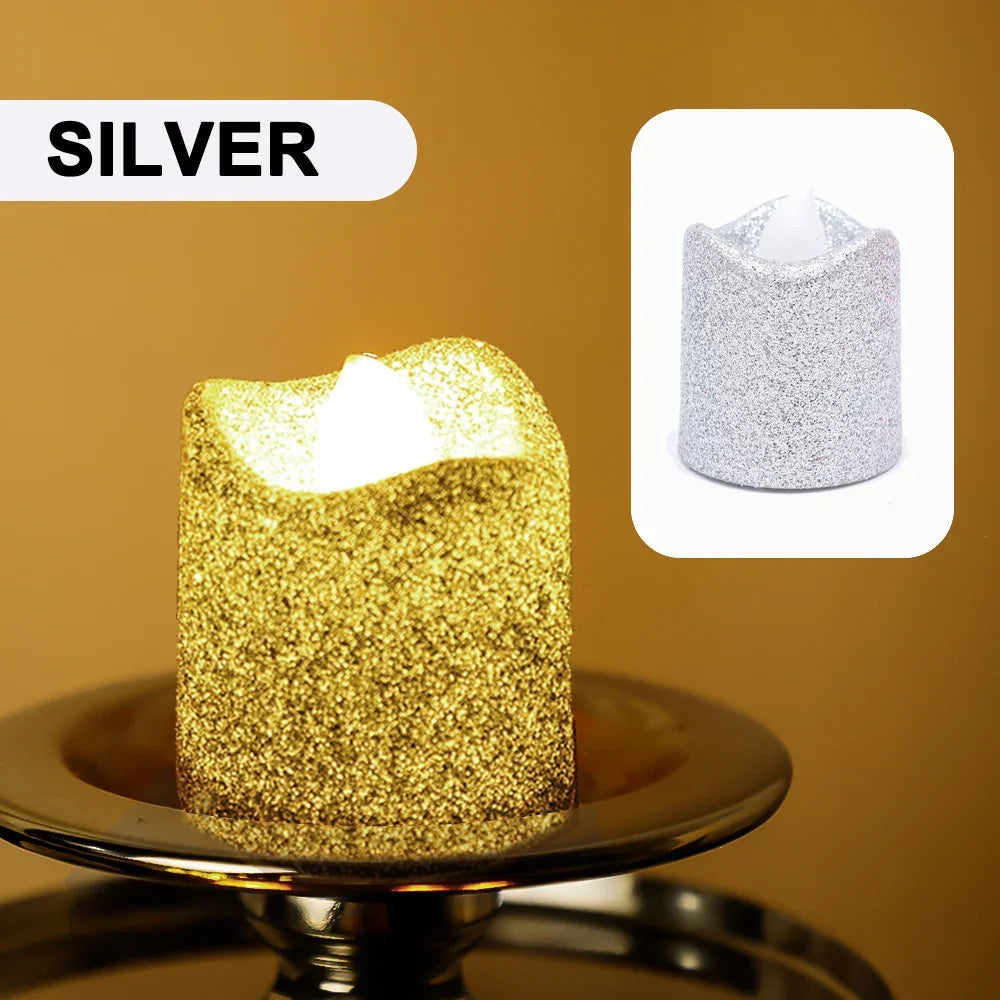 lot de 6 bougies à paillettes led pour déco romantique de fête - vue 7 sur 12