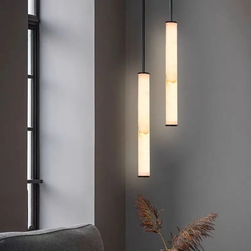 lustre en marbre et laiton 3000k avec cordon réglable pour intérieur - vue 3 sur 9