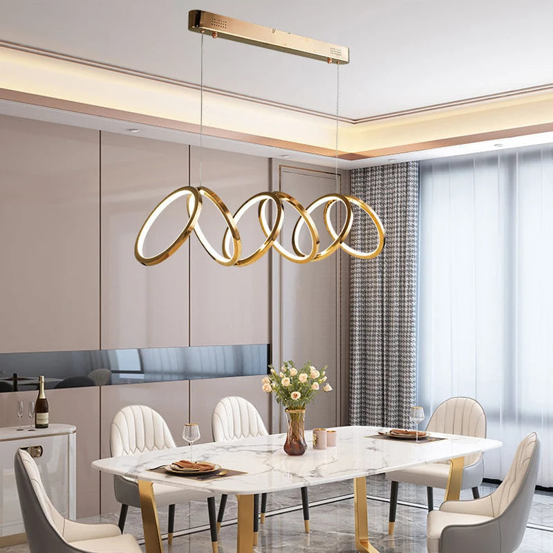 Anneau de luxe moderne suspension LED lumières pour salle à manger cuisine éclairage Lustre décor Lustre barre intérieure suspendus luminaires