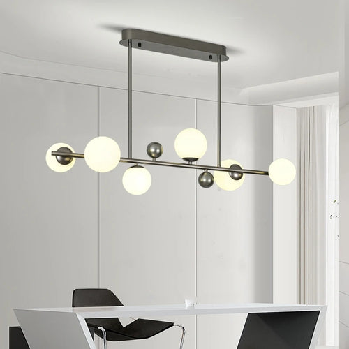 lustre moderne en métal et verre 	 réglable - vue 4 sur 13