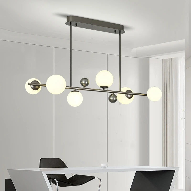 lustre moderne en métal et verre pour intérieur avec fil réglable - vue 3 sur 13