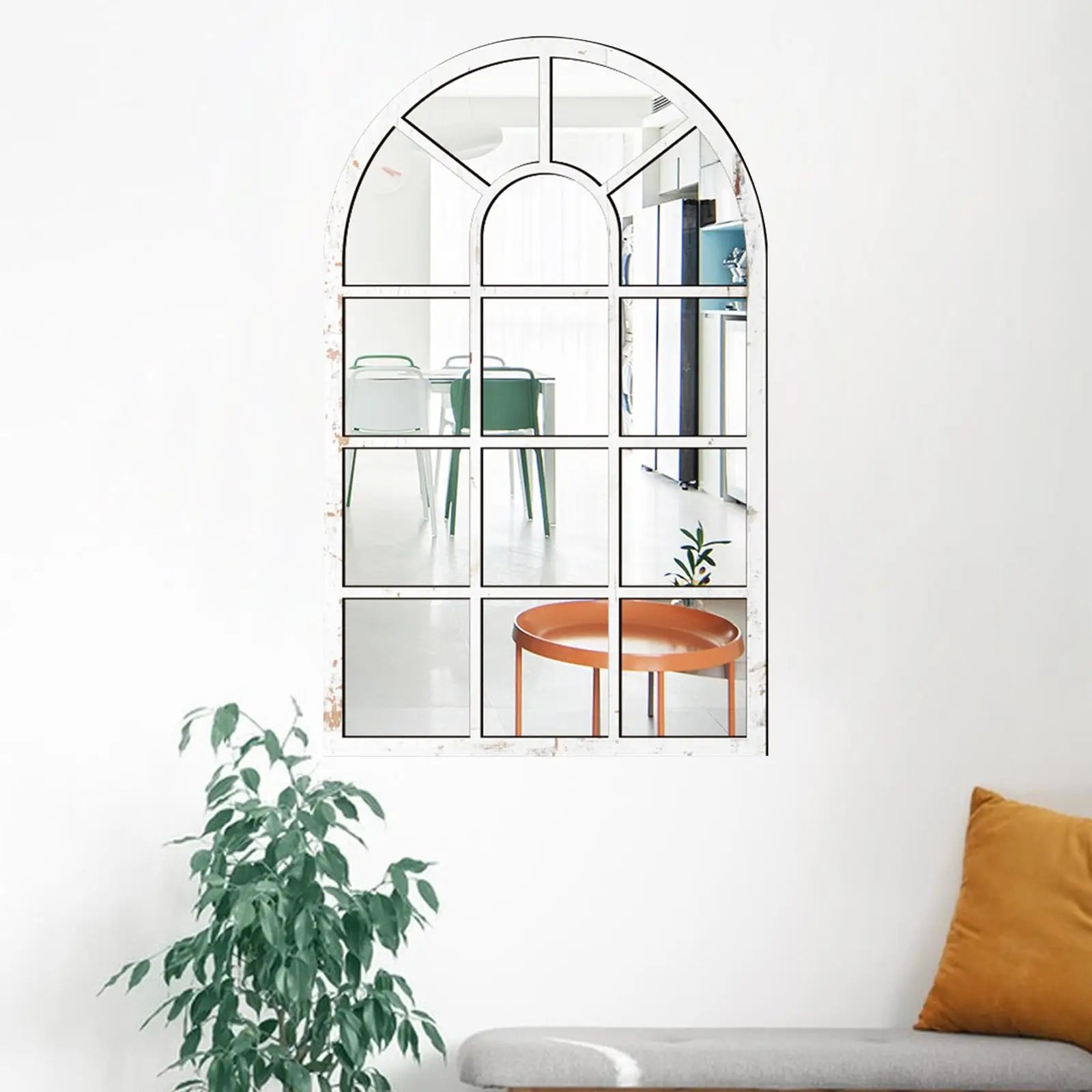 miroir mural rustique en forme de fenêtre arquée minimaliste décoratif
