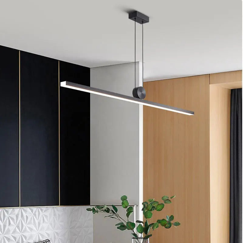 Bande minimaliste moderne suspension LED lumières pour salon salle à manger cuisine lustre noir décor à la maison luminaire suspendu
