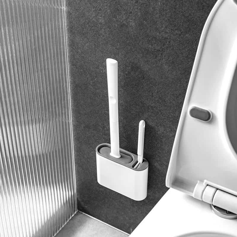 brosse de nettoyage en silicone avec support mural flexible