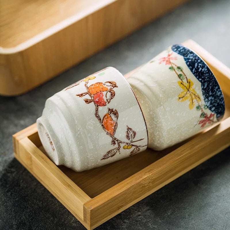 Tasse saké céramique yunomi japonaise peinte main traditionnelle