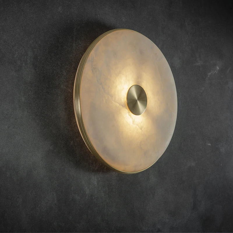 lampe de chevet créative en cuivre et marbre naturel à led