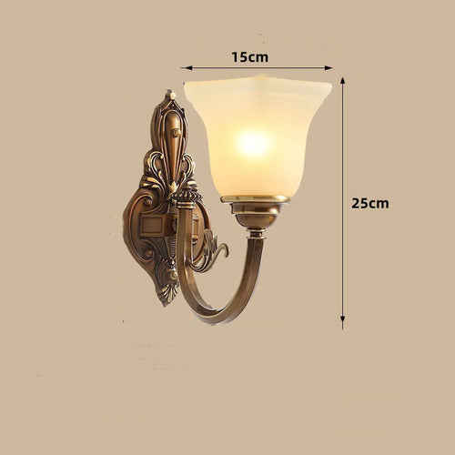 lustre vintage en cuivre avec abat-jour en verre dépoli - vue 12 sur 20