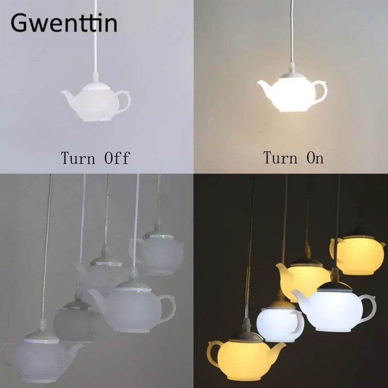 suspension théière moderne à led pour décoration intérieure nordique