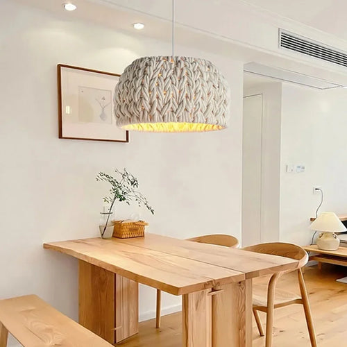 Nordic Hand-Woven Wabi Sabi Chandelier For Dining Room Study Loft LED Hanging Light Kitchen Island Cafe Bar Pendant Lamp Fixture - vue 2 sur 7
