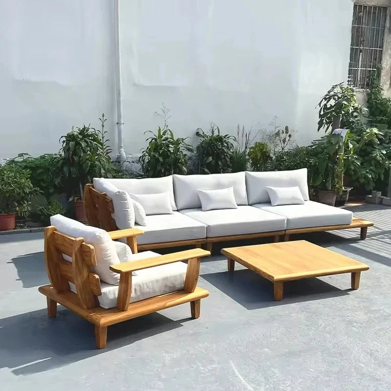 ensemble moderne de meubles d'extérieur en teck pour jardin et patio
