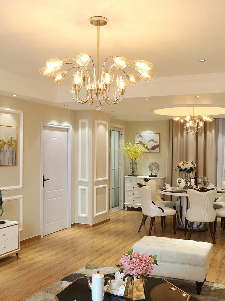 lustre en cristal moderne en cuivre pour éclairage intérieur - vue 4 sur 14