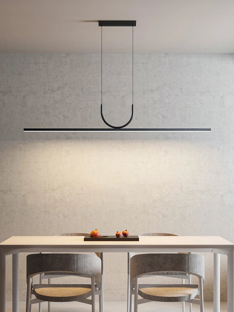 lustre simple noir/blanc long tube à LED - vue 4 sur 12