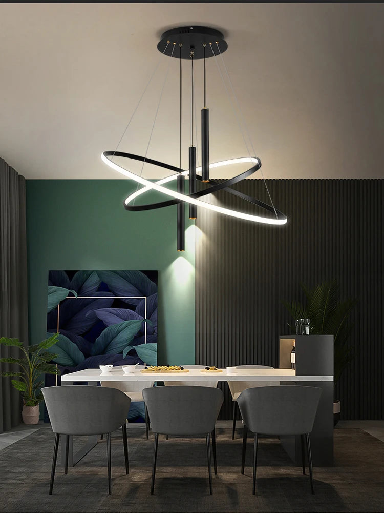 Lustres LED rondes modernes pour salon salle à manger cuisine île Lustre suspension lumières luminaire décor à la maison éclairage intérieur