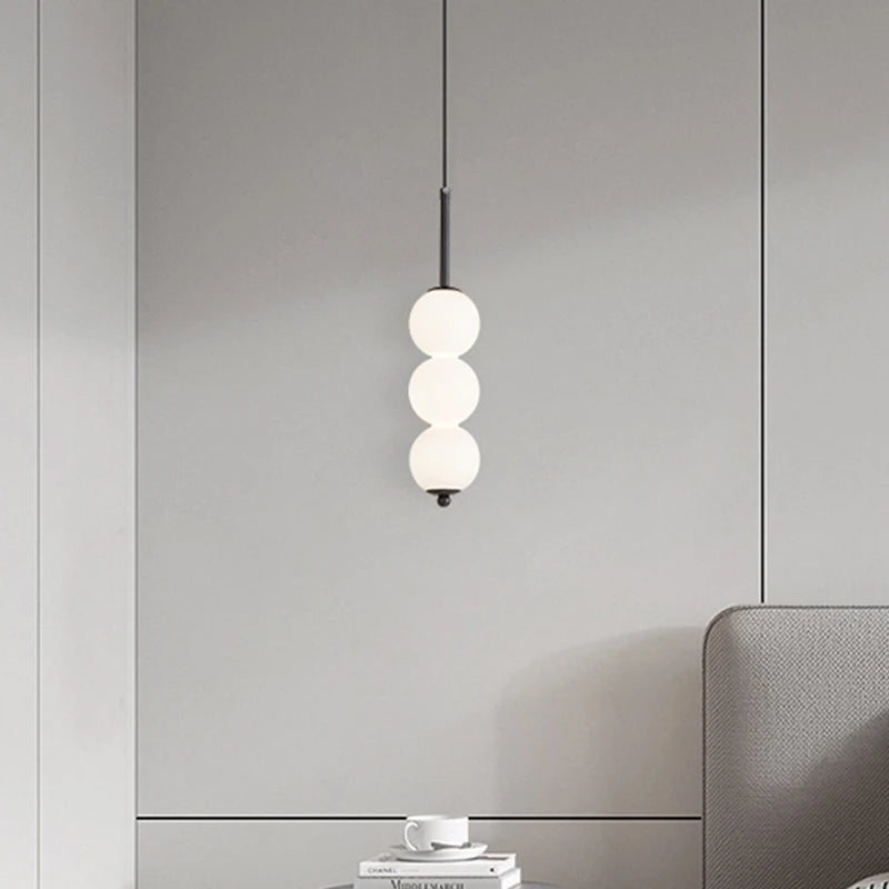 Suspension design boules en verre nordique led cuivre vent gourde décoration