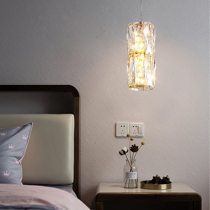 suspension nordique moderne en acier inoxydable et cristal décoratif - vue 5 sur 18