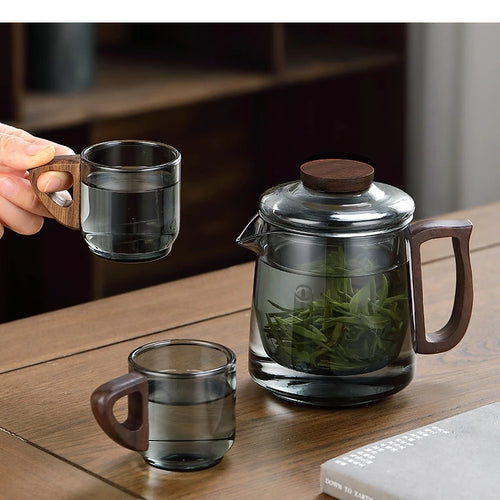 Theiere cafetiere verre portatif set tasses puer moderne