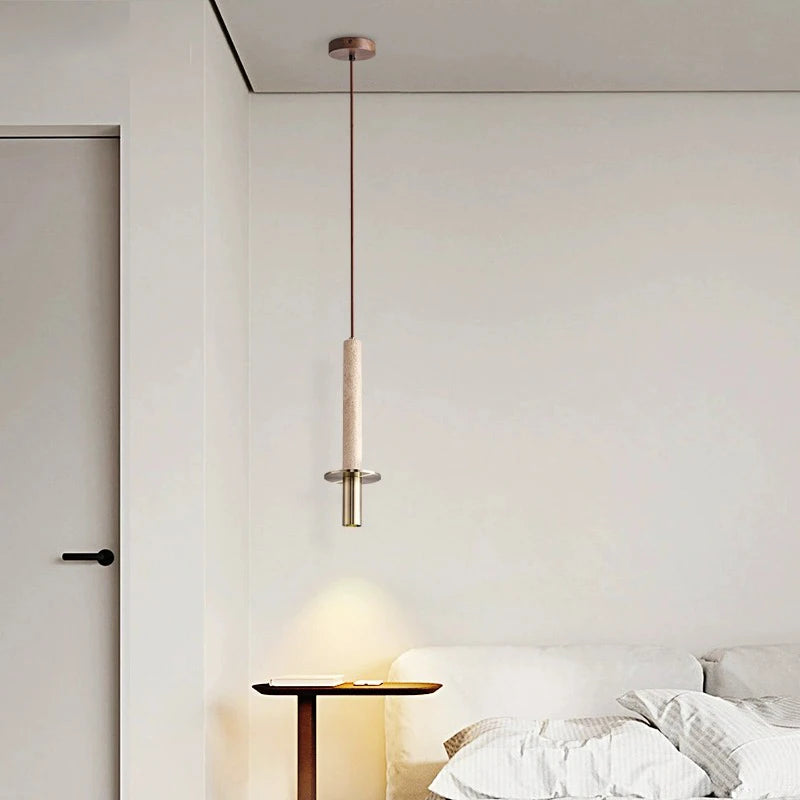 suspension LED nordique moderne chambre chevet longue ligne Simple décor à la maison jaune noir pierre