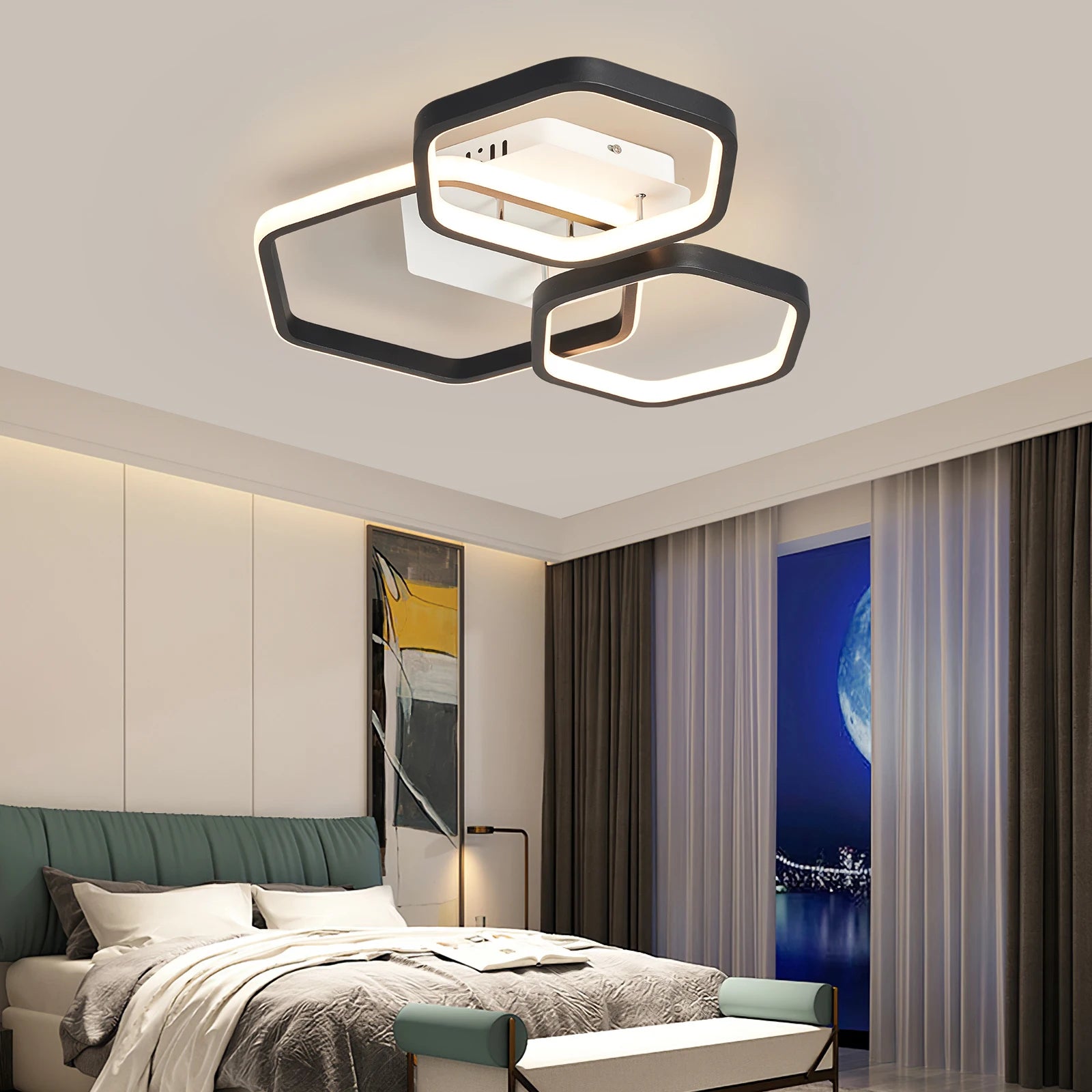 Modern Led Chandelier For Living Rooms, Bedrooms, Children's Rooms, Home Chandeliers, Working Together With Smart Home - vue 5 sur 9