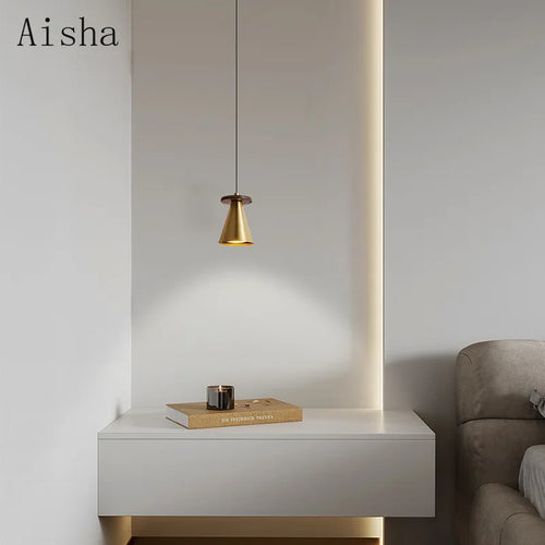 suspension en bois de noyer et cuivre design élégant pour intérieur raffiné - vue 3 sur 8