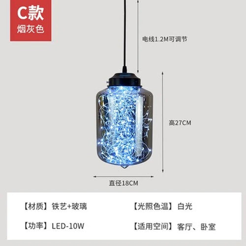 lustre nordique étoilé en verre pour décoration moderne - vue 15 sur 24
