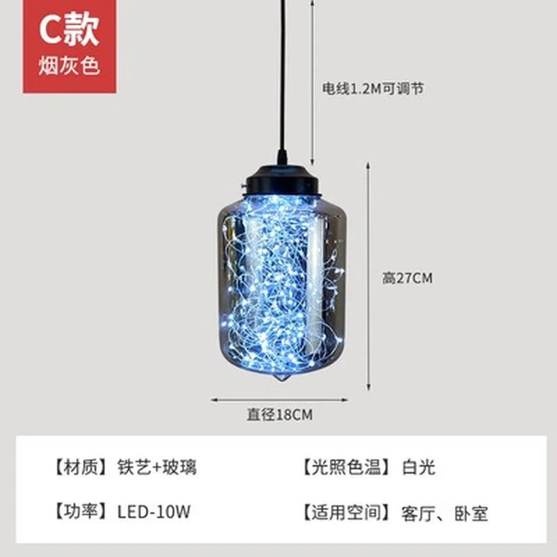 lustre nordique étoilé en verre pour décoration moderne - vue 14 sur 24