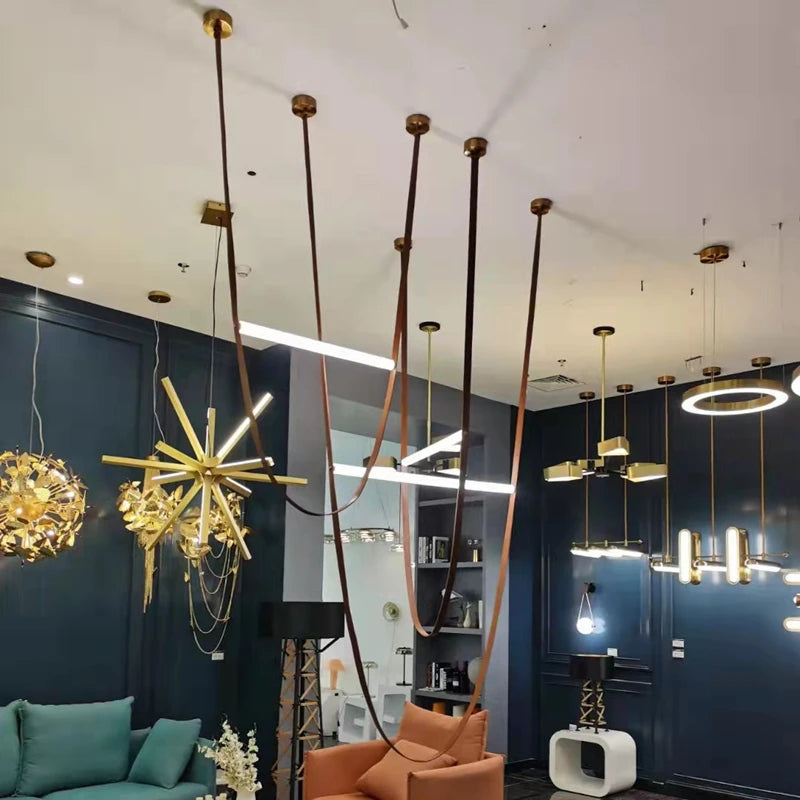 lustre design italien avec lampe à led tube - vue 5 sur 14