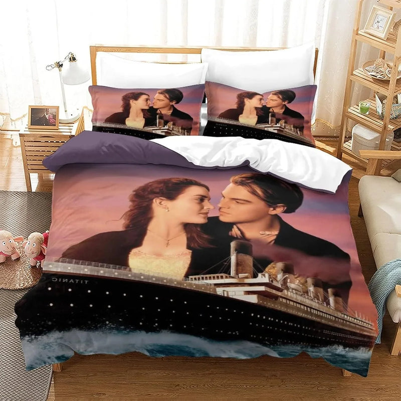 housse de couette 3D titanic motif océan romantique pour enfants