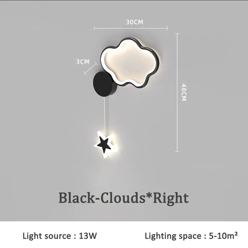 applique murale créative étoiles lune et nuages pour enfants - vue 7 sur 16