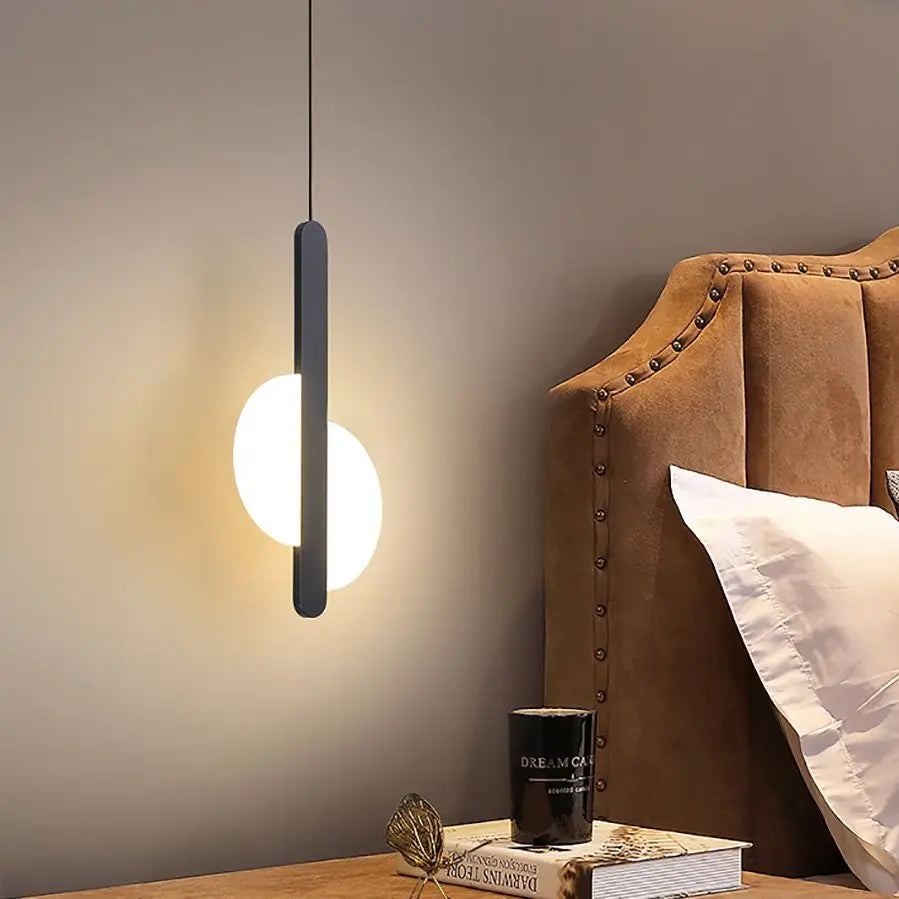 suspension moderne en acrylique lune éclipse avec lumière led - vue 6 sur 12