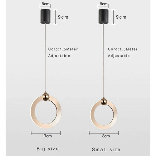 Lamp Modern LED Pendant Light Fixtures, Ring Pendant Lighting For Bedroom Bathroom Living Room, Small Hanging Pendant Light - vue 6 sur 10