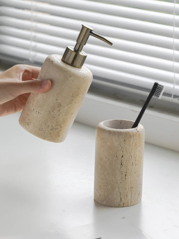 ensemble de salle de bain en gravier avec accessoires élégants - vue 4 sur 15