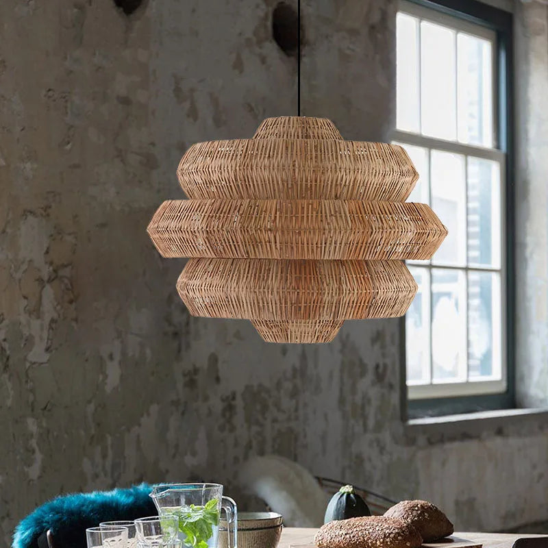 Suspension Bohemian Style Rattan Art en rotin