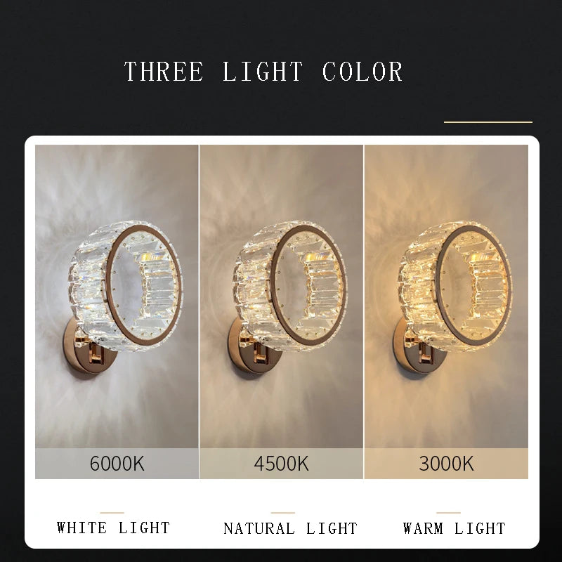 applique murale led moderne en cristal de luxe