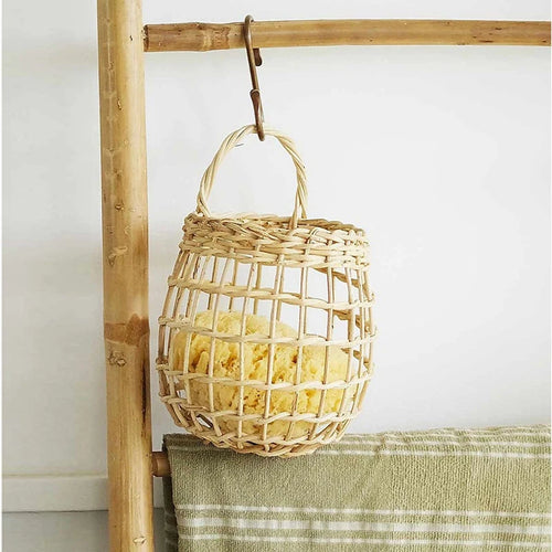 panier mural suspendu boho en osier pour fruits et légumes - vue 4 sur 6