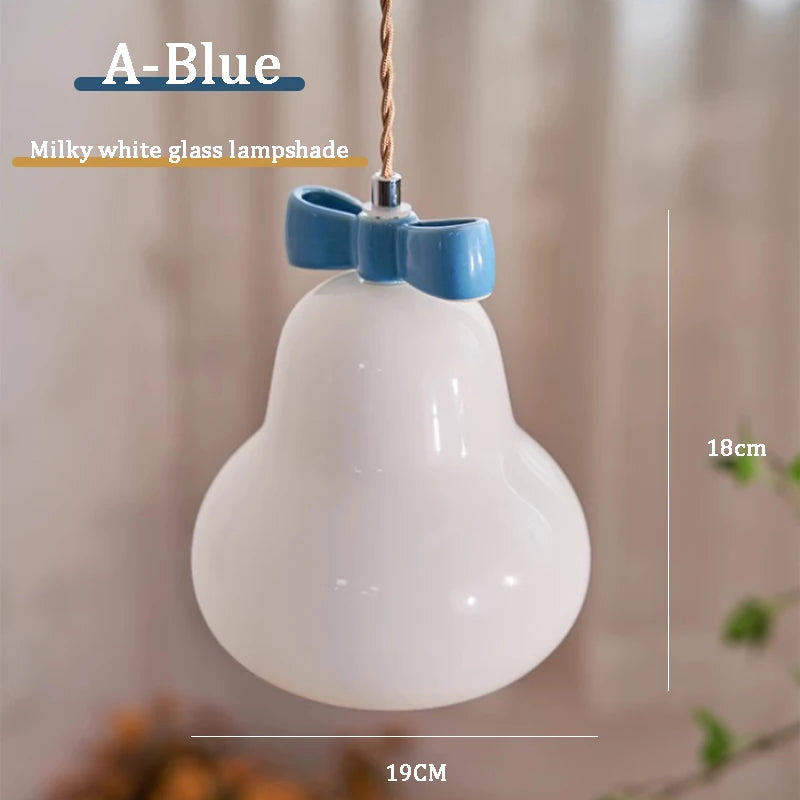 suspension en verre avec nœud rose pour chambre enfant - vue 11 sur 13