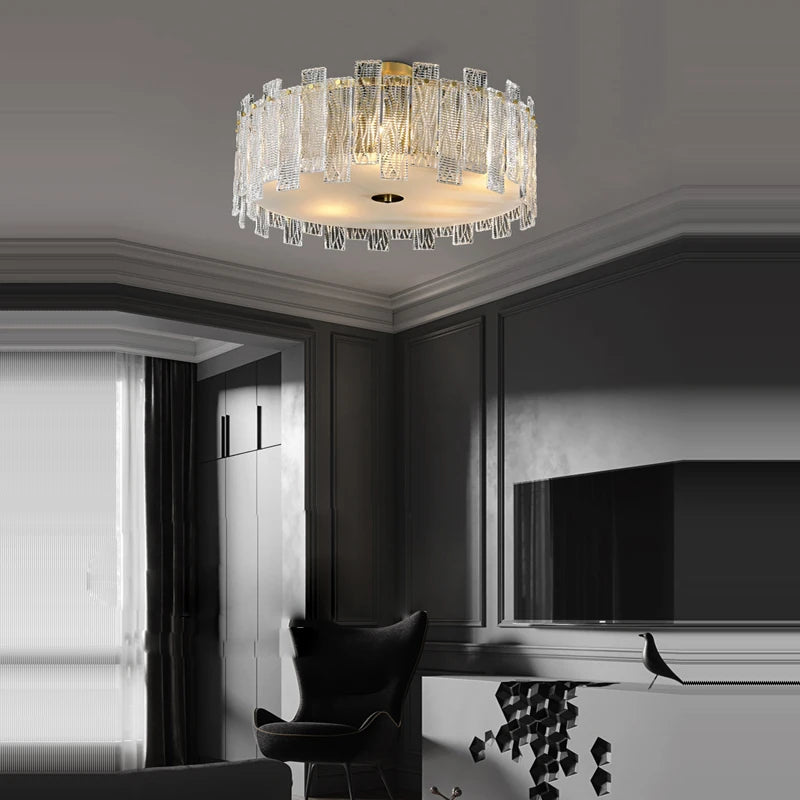 plafonnier design rond à couches en cuivre doré - vue 5 sur 22