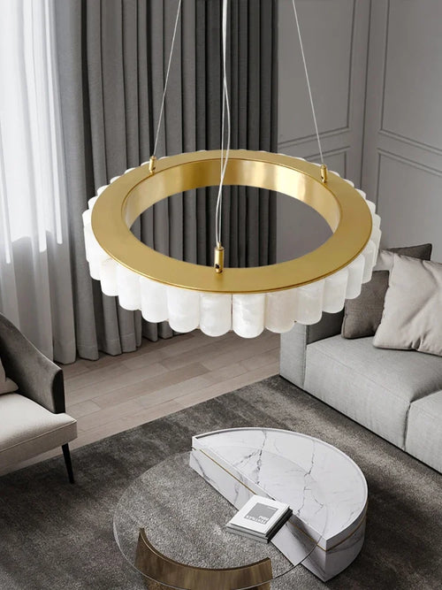 lustre moderne en duplex marbre naturel pour famille - vue 6 sur 8