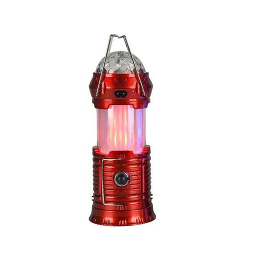 Solar Powered 4-in-1 Flame Waterproof Led Camping Lantern Light& Magic Ball Disco Lamp Flashlight for Tent,Party - vue 8 sur 9