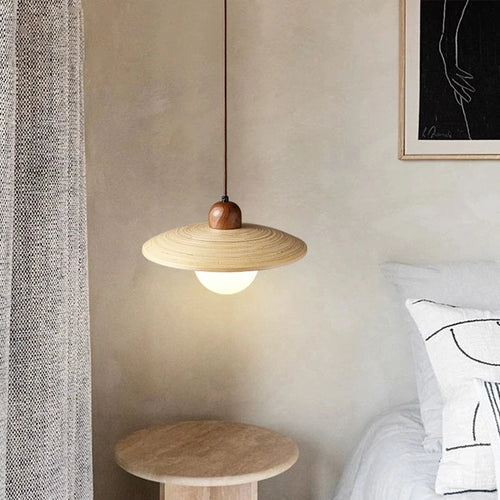 Suspension de style japonais rétro en bois led - vue 4 sur 8