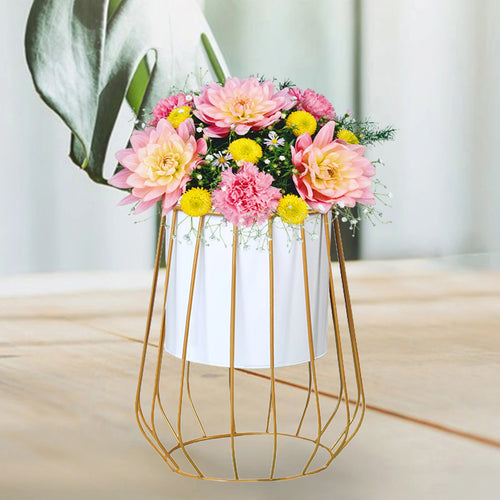 support en métal pour jardinière pot de fleurs vase antirouille