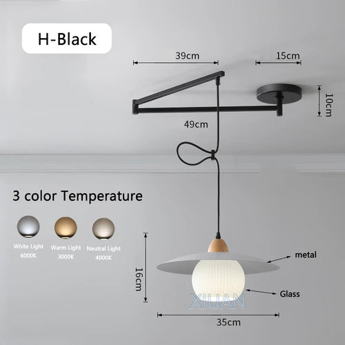 suspension moderne à bras oscillant led mobile - vue 13 sur 30