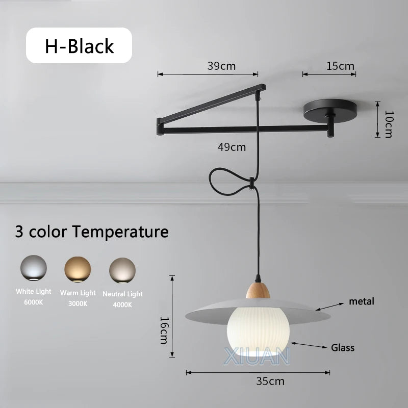suspension moderne à bras oscillant led mobile - vue 12 sur 30