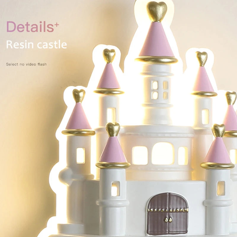 applique murale led château de dessin animé pour chambre fille protection yeux bébé - vue 6 sur 7