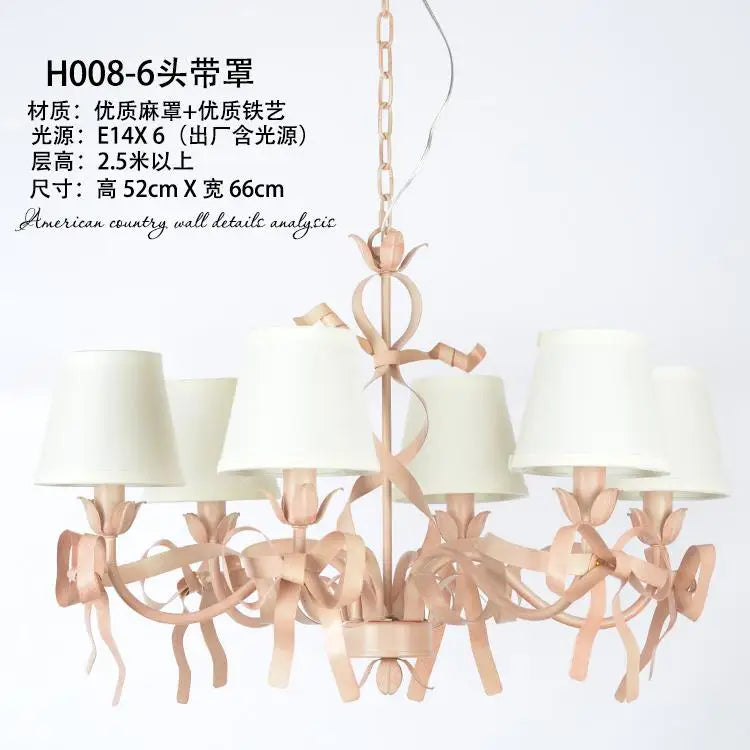 lustre en ruban rose pour chambre d'enfant élégante - vue 11 sur 14