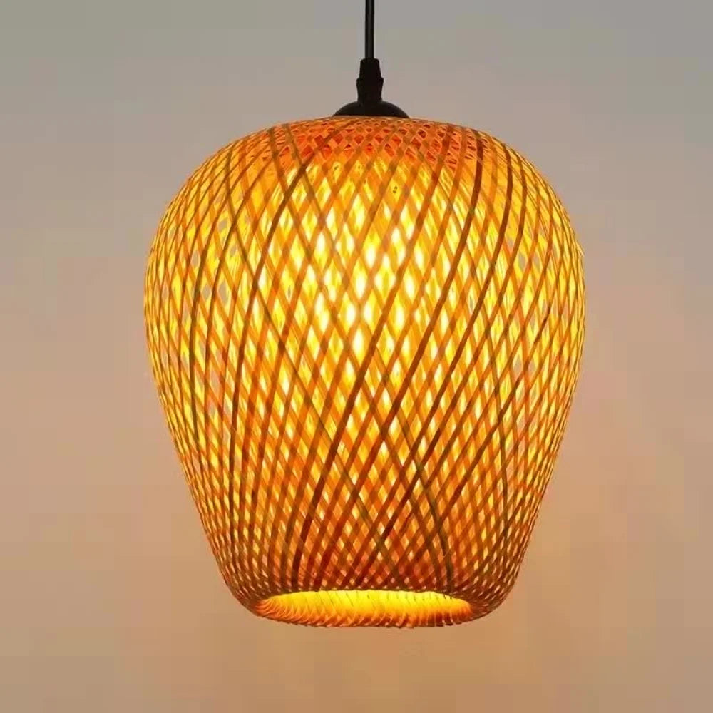 lampes suspendues style chinois tricotées à la main en bambou - vue 4 sur 16