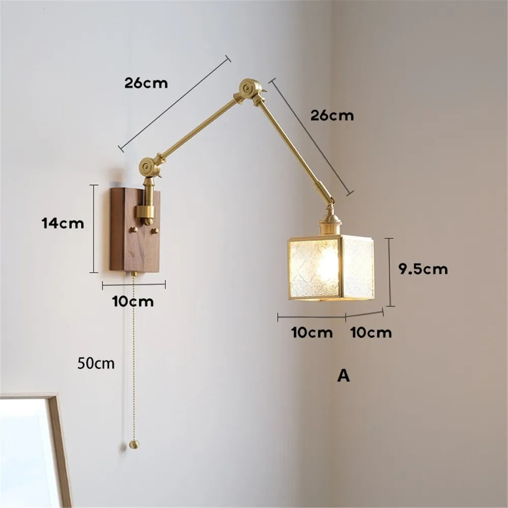 applique murale rétro à bras pivotant avec abat-jour en verre - vue 5 sur 9