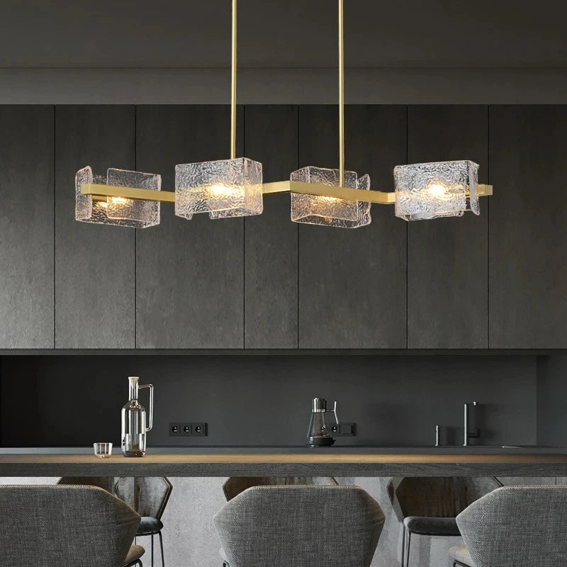 lustre led moderne ondulations d'eau en verre de luxe - vue 4 sur 17