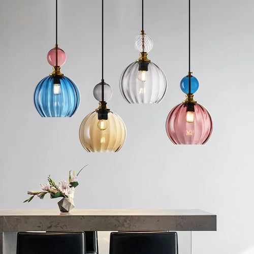suspension bonbon verre luminaire déco maison - vue 2 sur 14