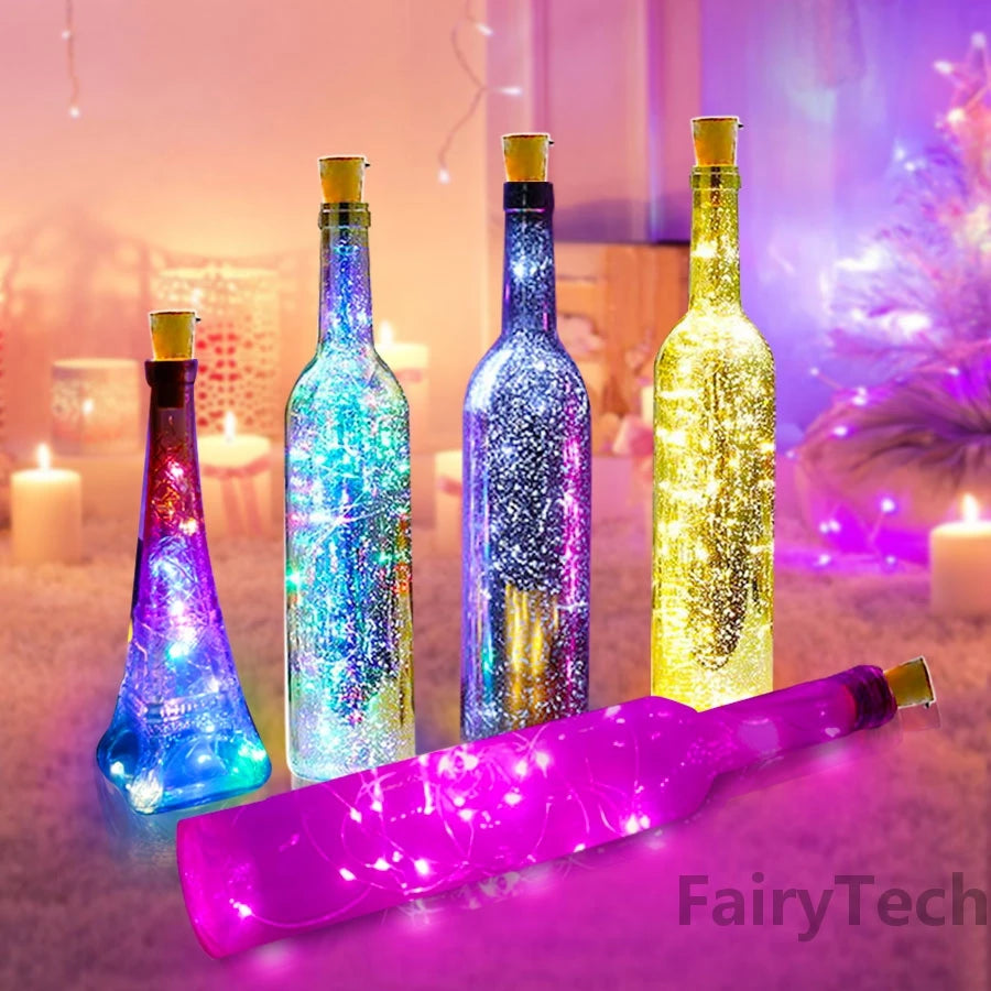 lot de 10 lampes à vin en liège à led pour fêtes d'anniversaire - vue 5 sur 9