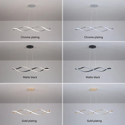 Lustre LED modernes pour salle à manger salon chambre L92cm Or / Chrome / Noir Télécommande